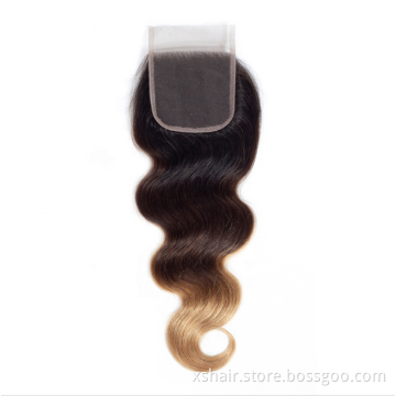 Wholesale Two Tone 1B/99# Body Wave Hair Weave 3 Pcs With Lace Closure Ombre Colored Burgundy Human Hair Bundles With Closure